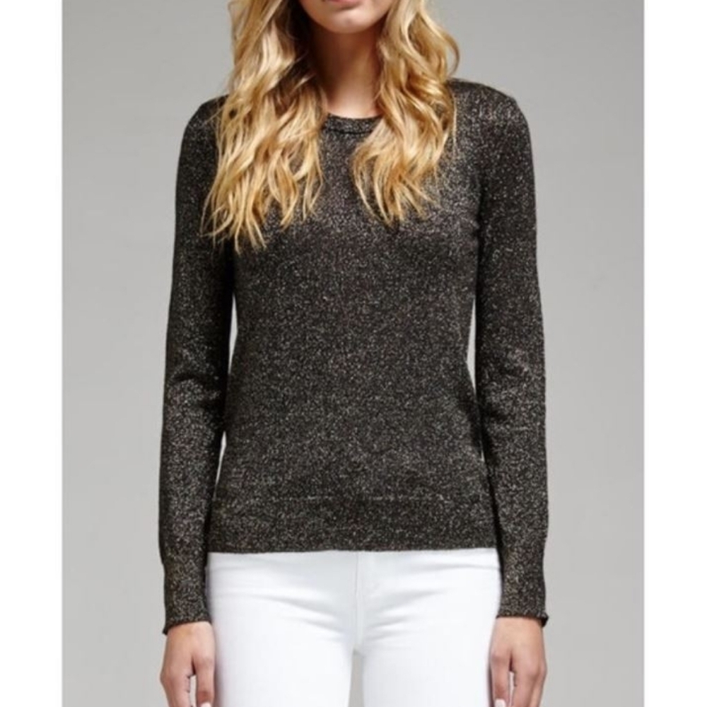 Equipment Femme Sweater Black Silver Metallic Wool Silk Blend Knit Size XS